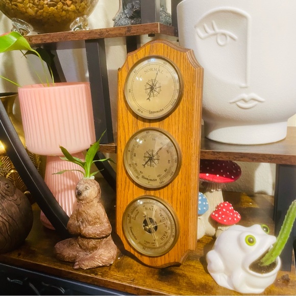 Vintage Weather station barometer thermometer hygrometer barometer wooden frame - Picture 6 of 16